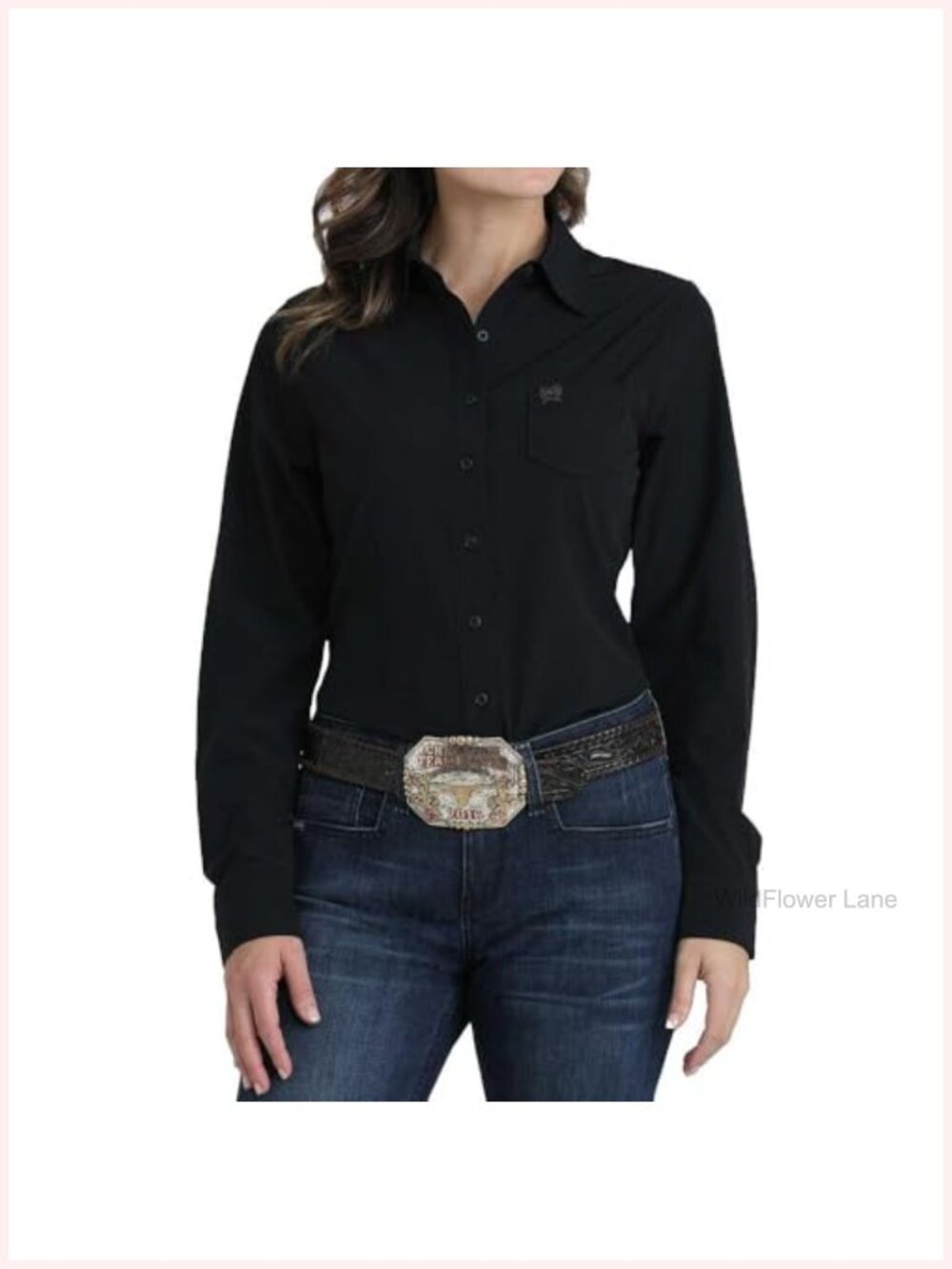 Women's Long Sleeve Button Down Western Shirt Polyester Spandex